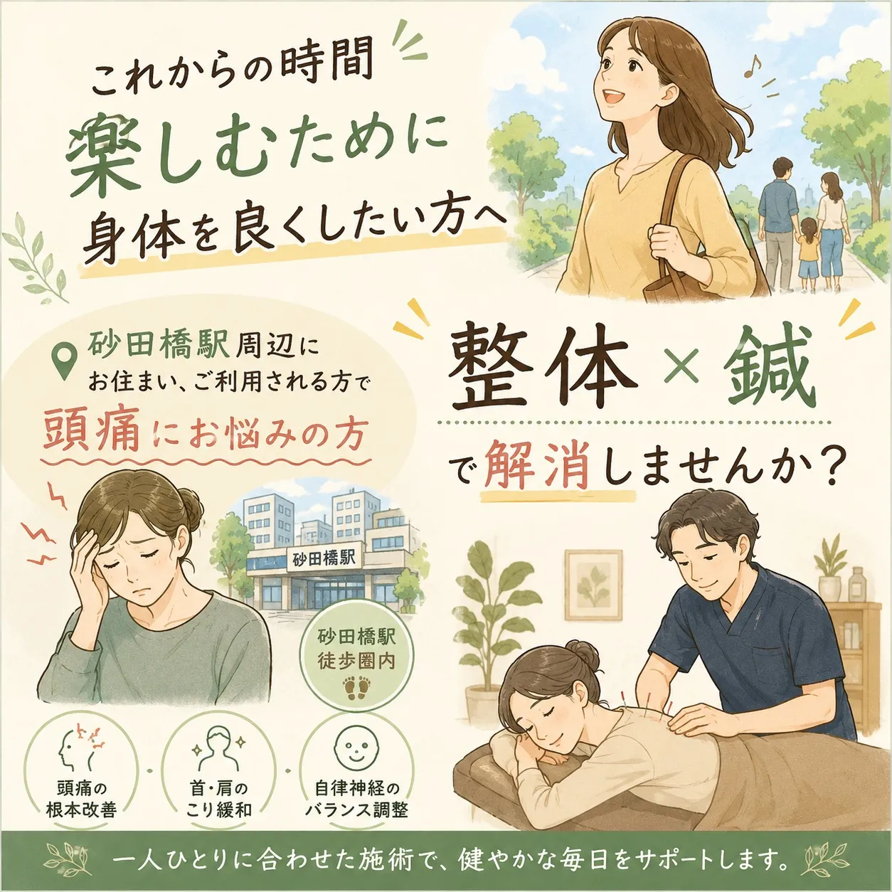 【砂田橋駅　頭痛】